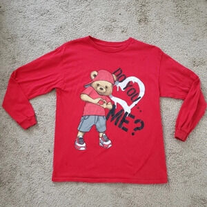 Juniors Red Love Me Long Sleeve Shirt Top
